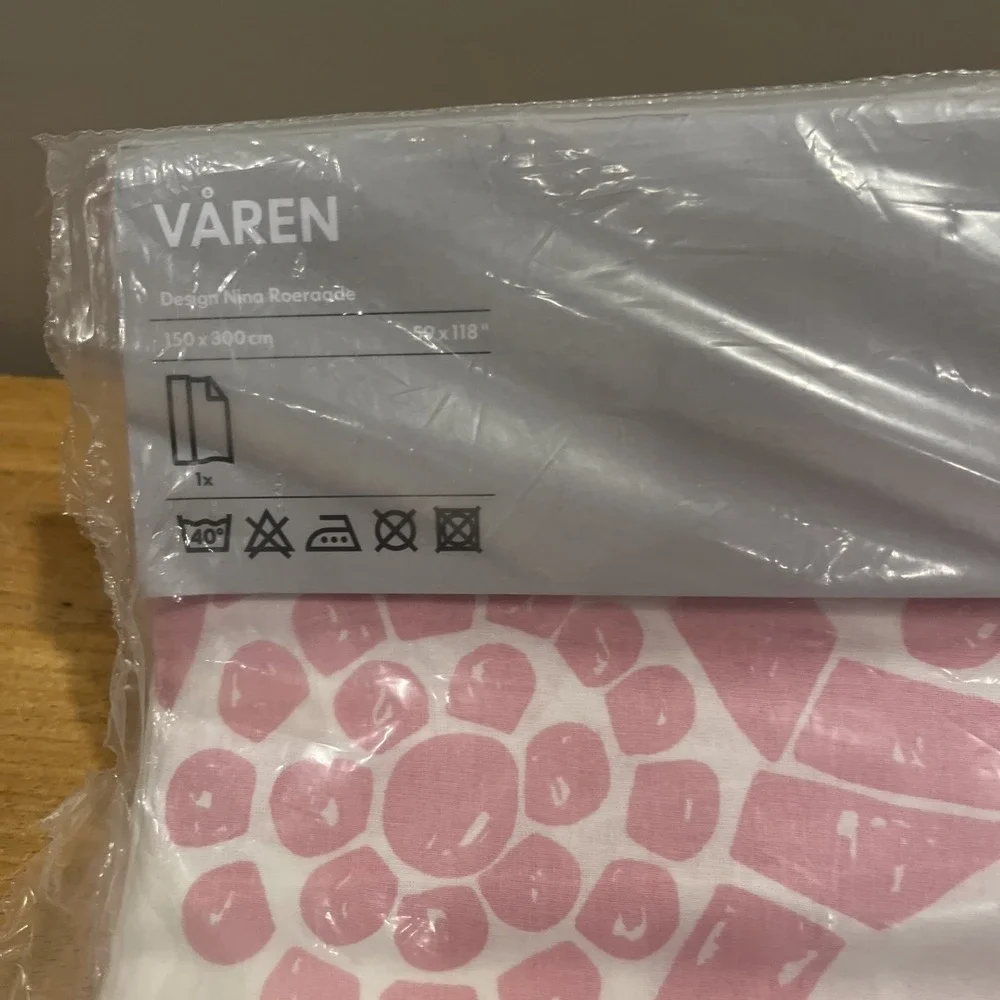 IKEA Curtain Panel Varen Nina Roeraade White Pink 59